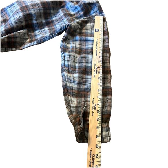 Vintage Pendleton Board Shirt Size M Virgin Wool Brown Tan Plaid US Made 60s 70s - Picture 10 of 13